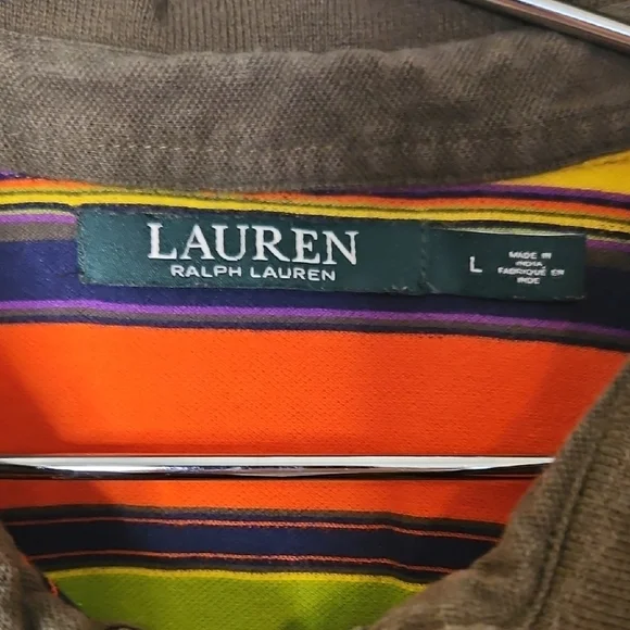 Lauren Ralph Lauren Multicolor Striped Sleeveless Polo Style 3/4 Zip Tank Top L - Picture 2 of 4